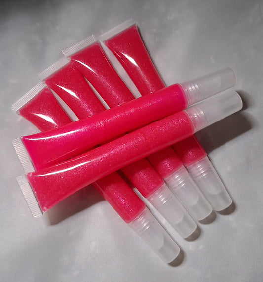 Wholesale 15ml Pre - Filled Lipgloss Squeeze Tubes Qty.20 (Sparkle Hot Pink)